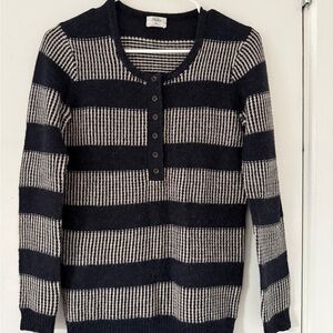 Striped Navy XS Alpaca blend Women's Sweater with buttons Fishermancore